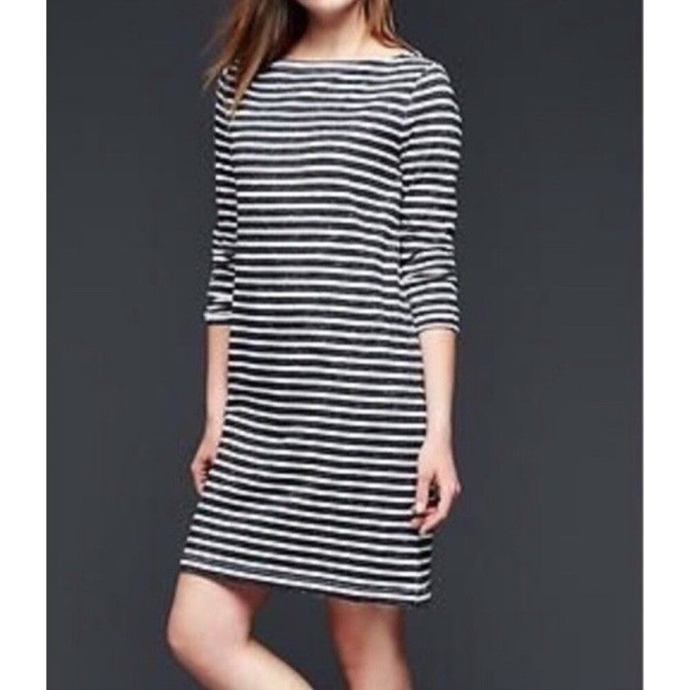 Gap Shift Dress Small Striped Long Sleeve Knit Casual Navy White Preppy NEW